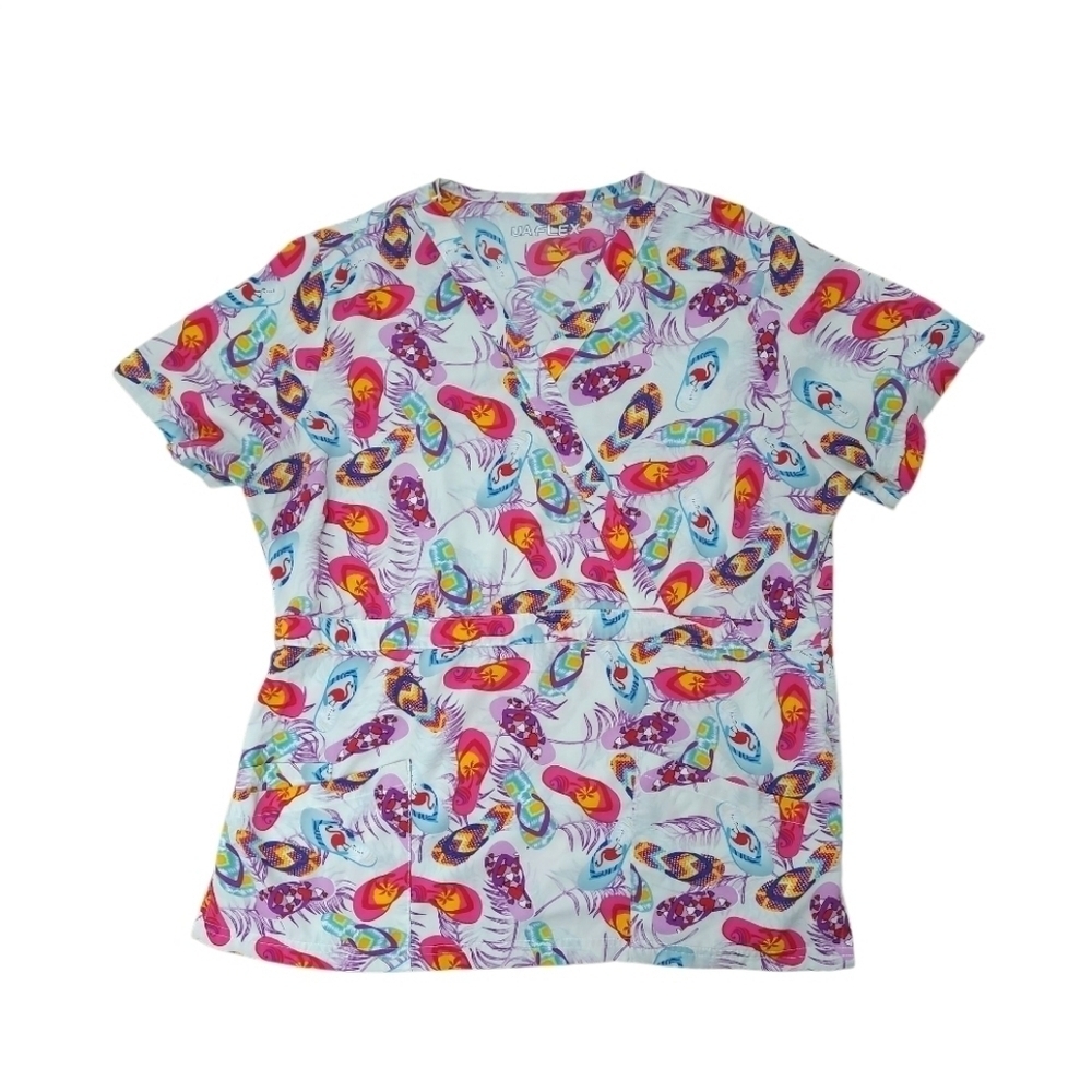 UA FLEX Lavendar Flip Flop Print Scrub Top Size Medium